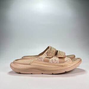 Hoka Ora Luxe Light Tan Adjustable Comfort Recovery Slides Sandals Men's Size 11